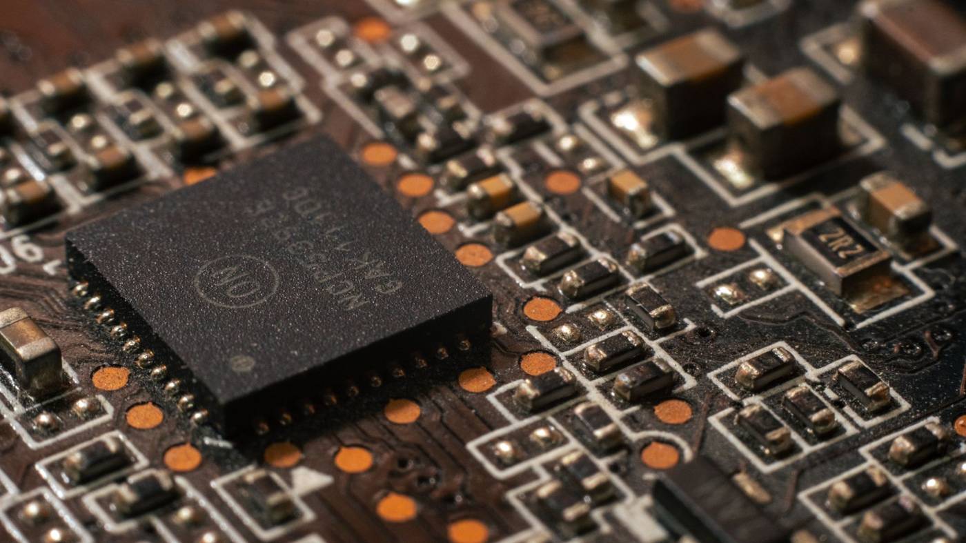Ai chip circuit board closeup