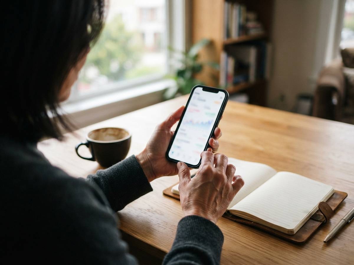 Close up of a person checking a trading app notification on their phone.warpday trwarning, robinhood banned me, robinhood 90 day restriction