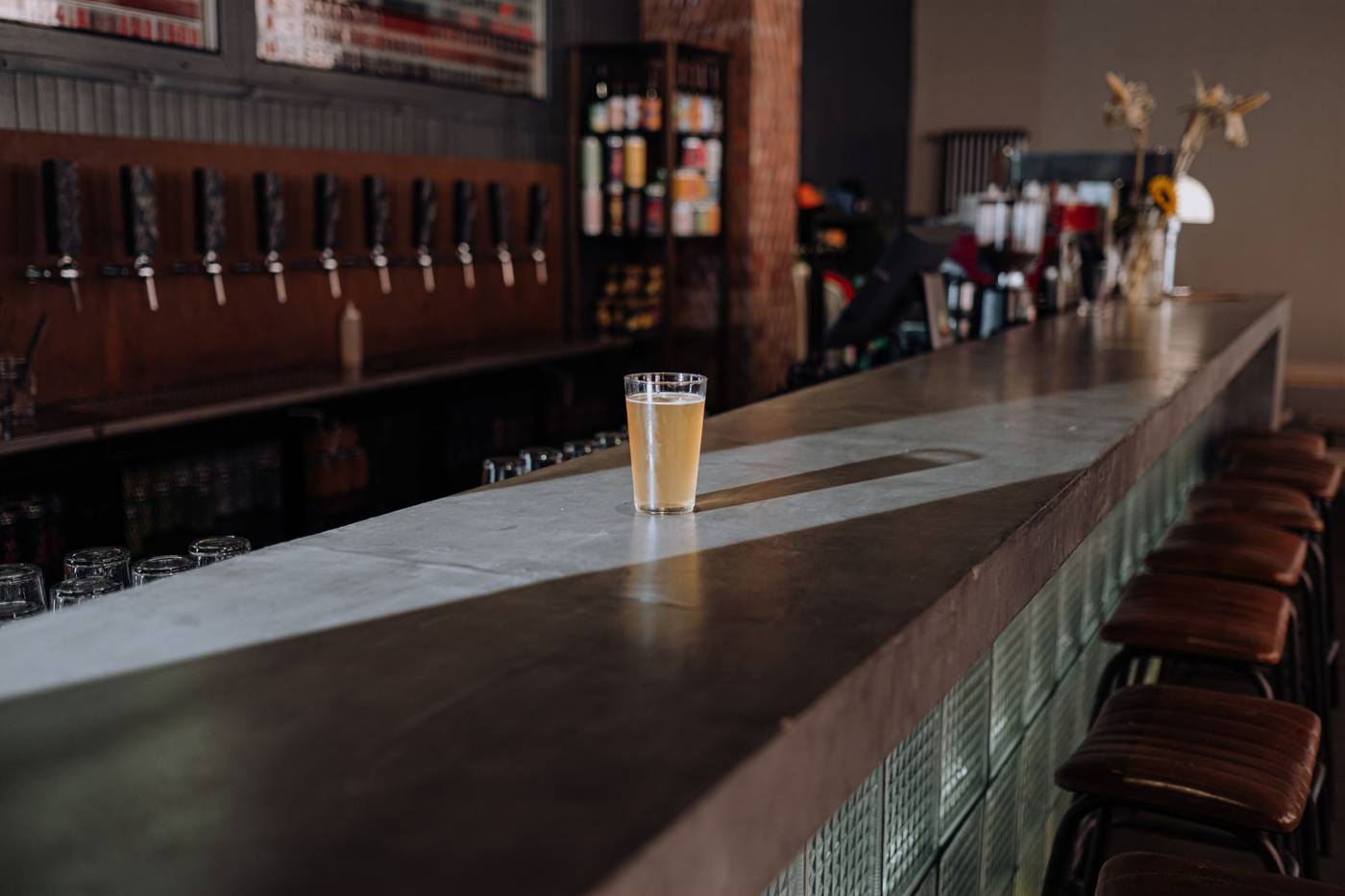 Empty craft brewery taproom