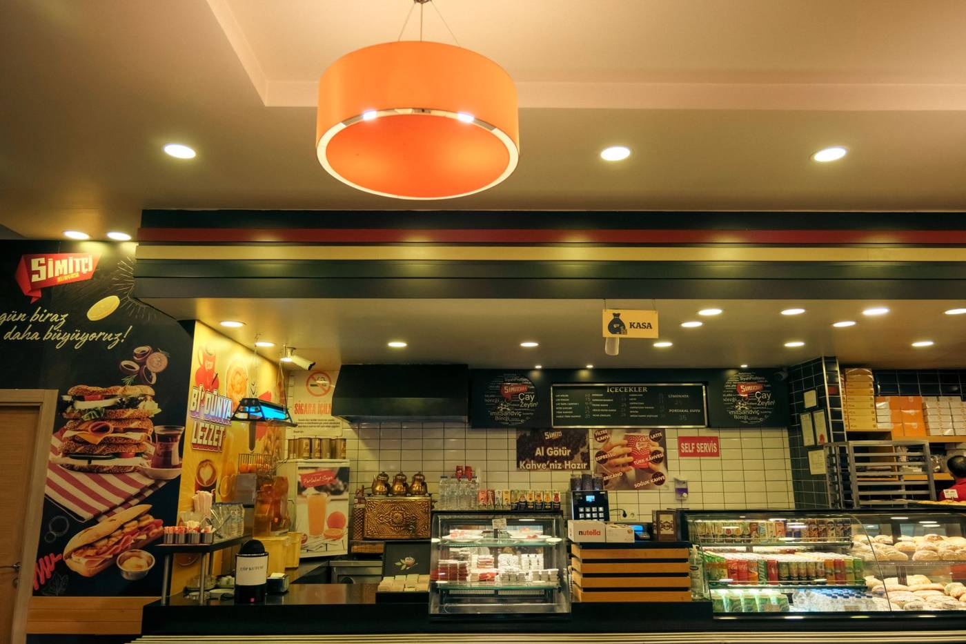 Fast food restaurant interior counter