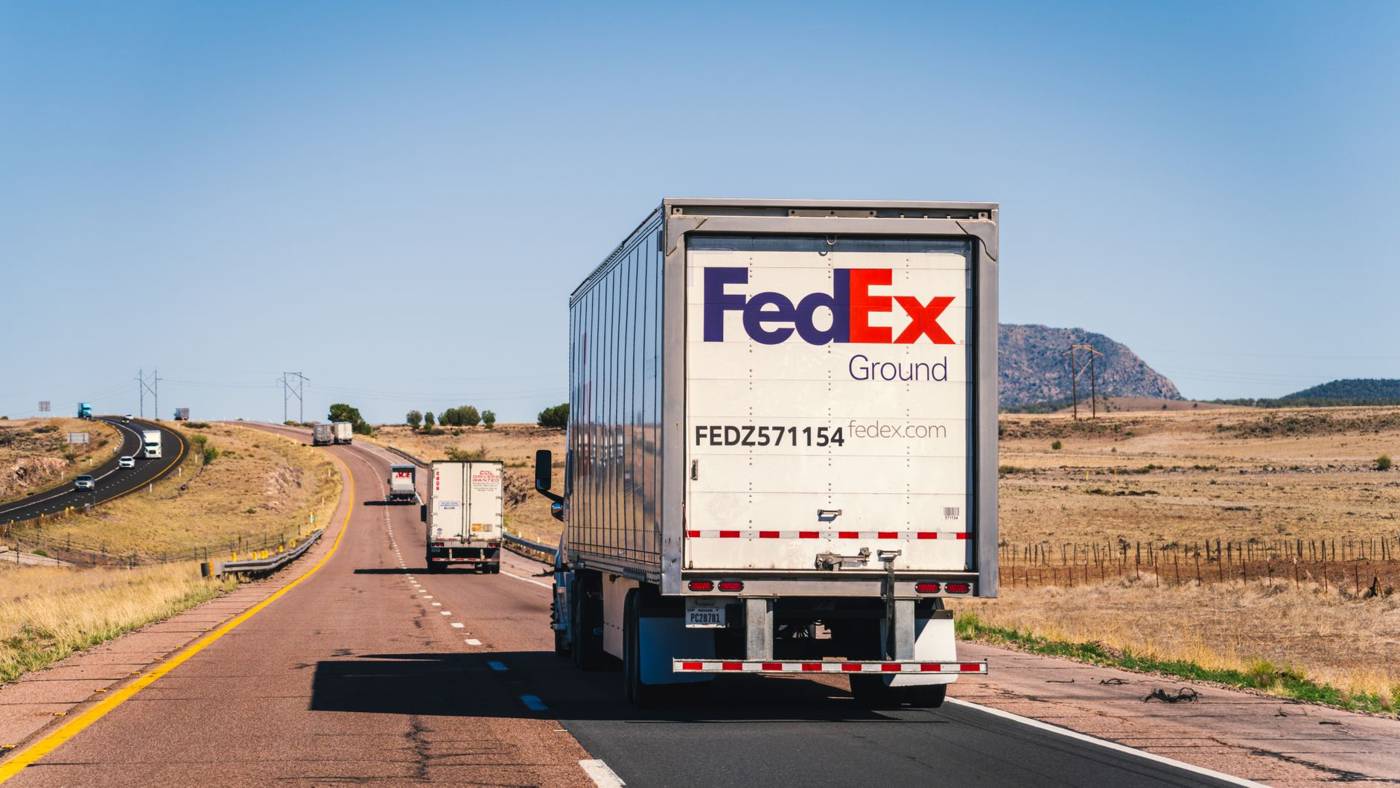Fedex delivery truck highway